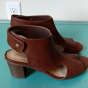 Faux Leather Cutout PeepToe Booties Wide Width 8.5